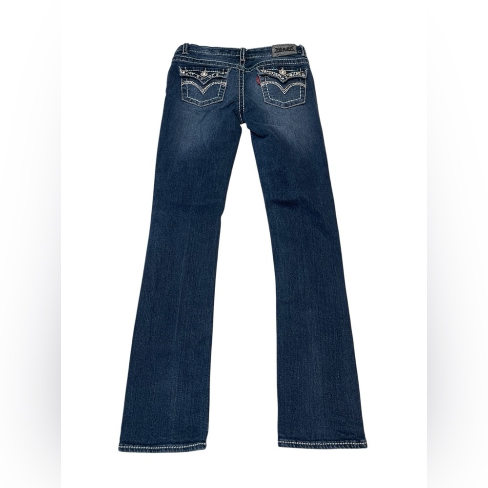 Levi’s Skinny Dark Wash Bling Back Flap Pocket Jeans Girls Size 10 Regular